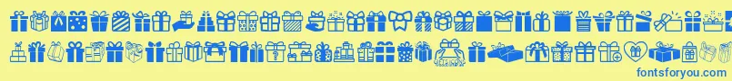 GiftsIcons Font – Blue Fonts on Yellow Background