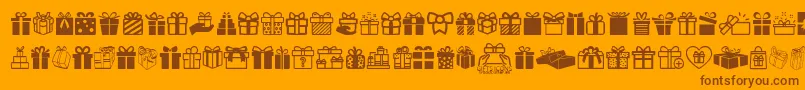 GiftsIcons Font – Brown Fonts on Orange Background