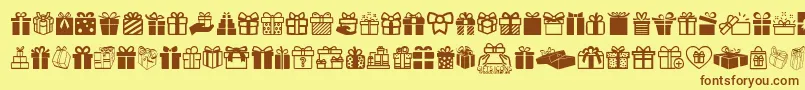 GiftsIcons Font – Brown Fonts on Yellow Background