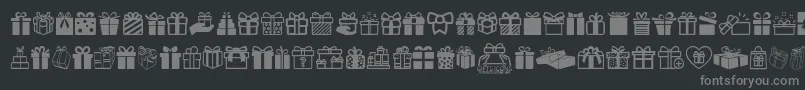 フォントGiftsIcons – 黒い背景に灰色の文字