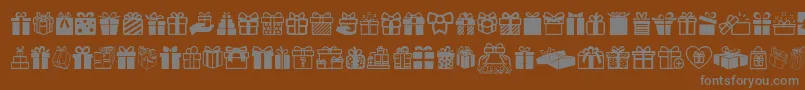 GiftsIcons-Schriftart – Graue Schriften auf braunem Hintergrund