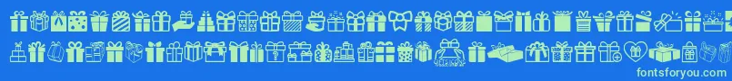 フォントGiftsIcons – 青い背景に緑のフォント