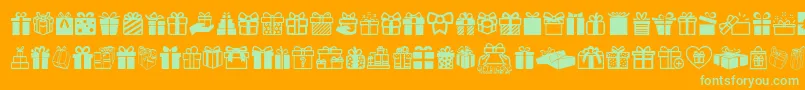 GiftsIcons Font – Green Fonts on Orange Background