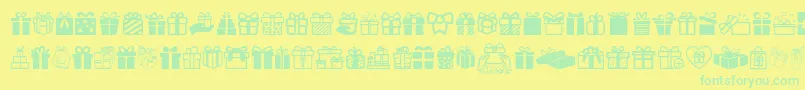 GiftsIcons Font – Green Fonts on Yellow Background