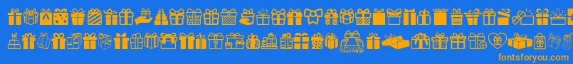 GiftsIcons-Schriftart – Orangefarbene Schriften auf blauem Hintergrund