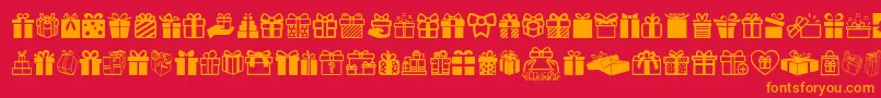 GiftsIcons-Schriftart – Orangefarbene Schriften auf rotem Hintergrund