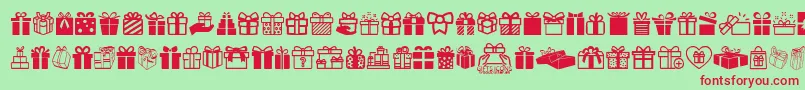 フォントGiftsIcons – 赤い文字の緑の背景