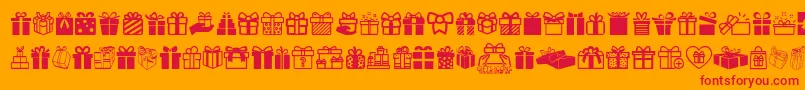 GiftsIcons-Schriftart – Rote Schriften auf orangefarbenem Hintergrund