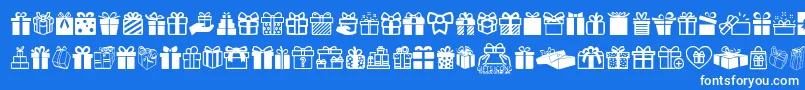 Fonte GiftsIcons – fontes brancas em um fundo azul