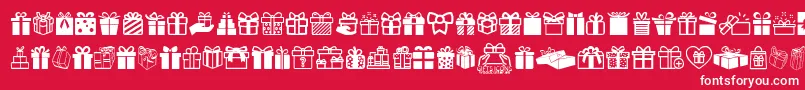 GiftsIcons Font – White Fonts on Red Background