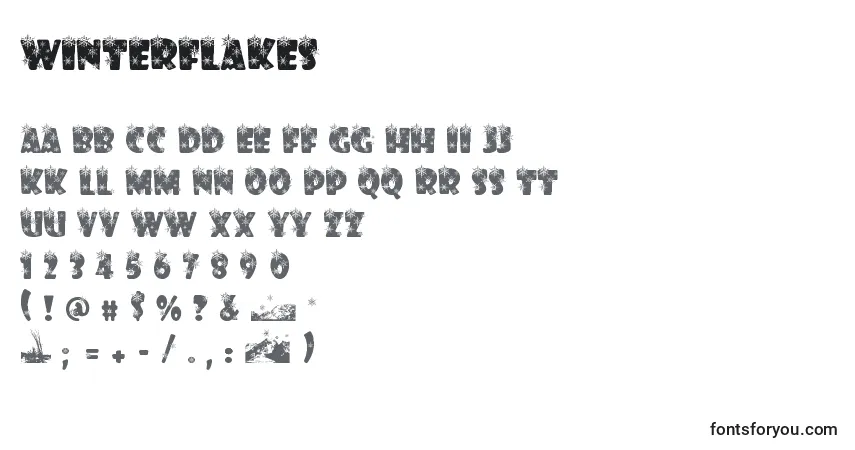 Шрифт WinterFlakes – алфавит, цифры, специальные символы