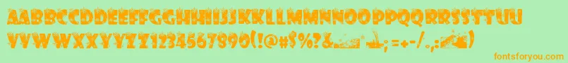 WinterFlakes Font – Orange Fonts on Green Background