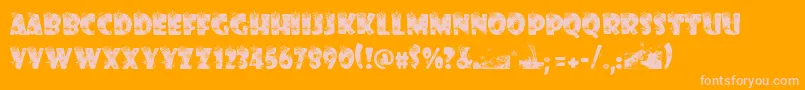 WinterFlakes-Schriftart – Rosa Schriften auf orangefarbenem Hintergrund