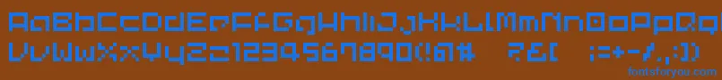 フォントCommonPixel – 茶色の背景に青い文字