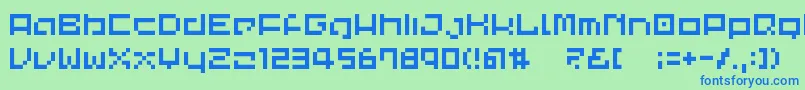 fuente CommonPixel – Fuentes Azules Sobre Fondo Verde