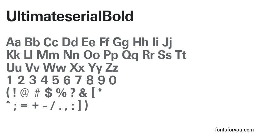 A fonte UltimateserialBold – alfabeto, números, caracteres especiais