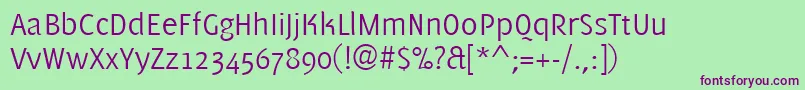 PfmuseLight-fontti – violetit fontit vihreällä taustalla