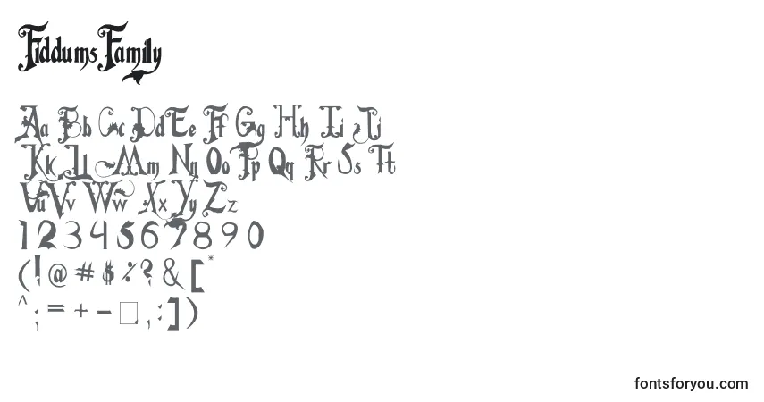 A fonte FiddumsFamily – alfabeto, números, caracteres especiais