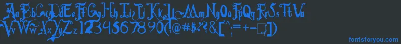 FiddumsFamily Font – Blue Fonts on Black Background