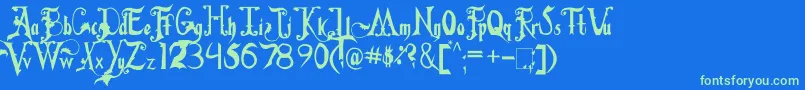 FiddumsFamily Font – Green Fonts on Blue Background