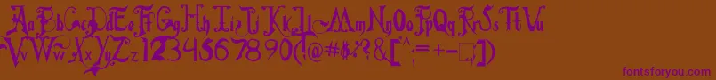 FiddumsFamily-Schriftart – Violette Schriften auf braunem Hintergrund