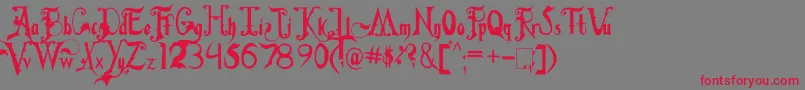 FiddumsFamily-Schriftart – Rote Schriften auf grauem Hintergrund