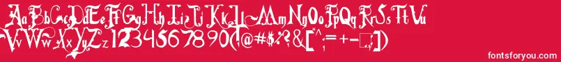 Fonte FiddumsFamily – fontes brancas em um fundo vermelho