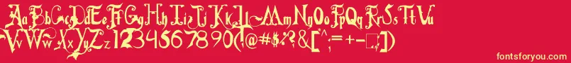 FiddumsFamily Font – Yellow Fonts on Red Background