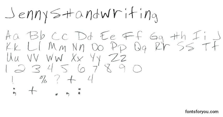 Schriftart JennysHandwriting – Alphabet, Zahlen, spezielle Symbole