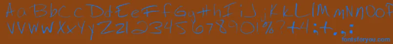 フォントJennysHandwriting – 茶色の背景に青い文字
