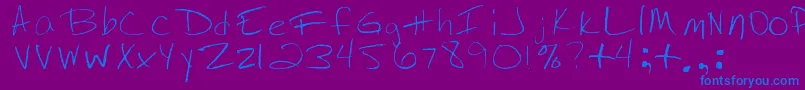 フォントJennysHandwriting – 紫色の背景に青い文字