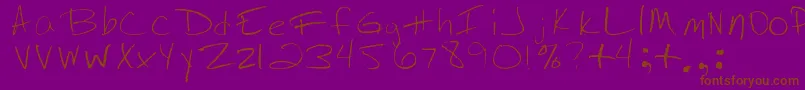 フォントJennysHandwriting – 紫色の背景に茶色のフォント