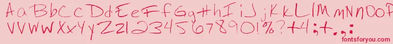 フォントJennysHandwriting – ピンクの背景に赤い文字