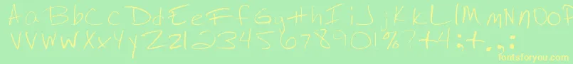 JennysHandwriting-fontti – keltaiset fontit vihreällä taustalla