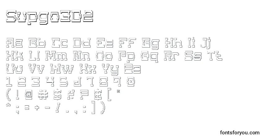 Schriftart Supgo3D2 – Alphabet, Zahlen, spezielle Symbole