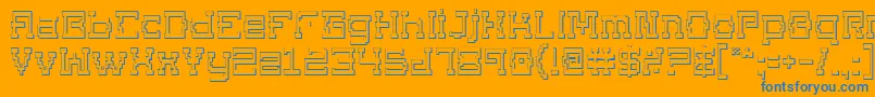 Supgo3D2-Schriftart – Blaue Schriften auf orangefarbenem Hintergrund