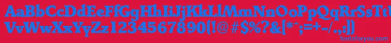 フォントDerringerserialHeavyRegular – 赤い背景に青い文字