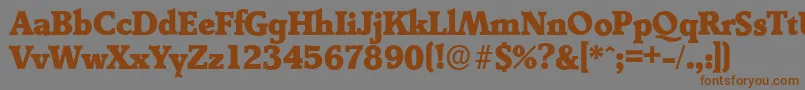 フォントDerringerserialHeavyRegular – 茶色の文字が灰色の背景にあります。