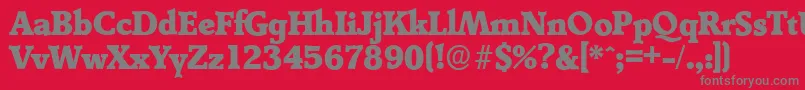DerringerserialHeavyRegular-fontti – harmaat kirjasimet punaisella taustalla
