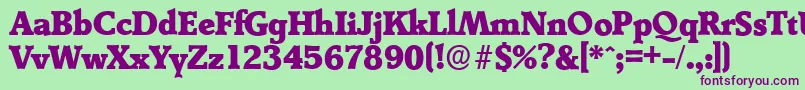 フォントDerringerserialHeavyRegular – 緑の背景に紫のフォント