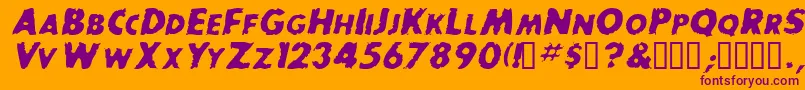 BaddogscapssskItalic Font – Purple Fonts on Orange Background