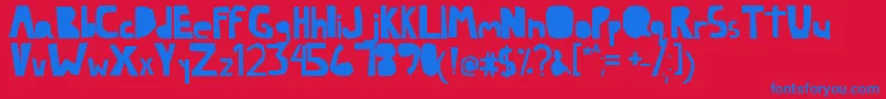 Lazy Font – Blue Fonts on Red Background