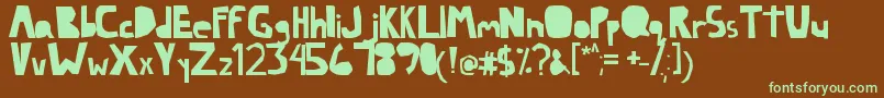 Lazy-fontti – vihreät fontit ruskealla taustalla