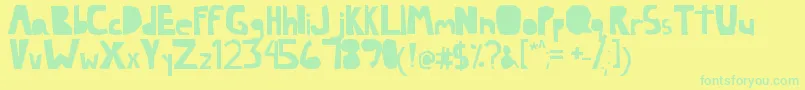 Lazy Font – Green Fonts on Yellow Background