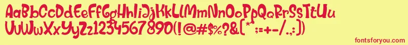 MisterFrogieRegular-Schriftart – Rote Schriften auf gelbem Hintergrund