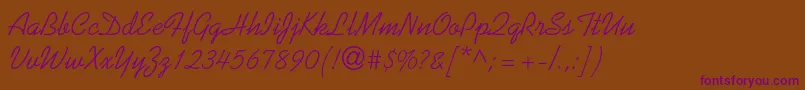 Kaufmannstd-Schriftart – Violette Schriften auf braunem Hintergrund
