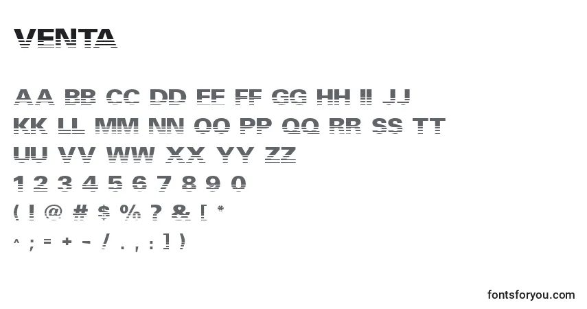 Czcionka Venta – alfabet, cyfry, specjalne znaki