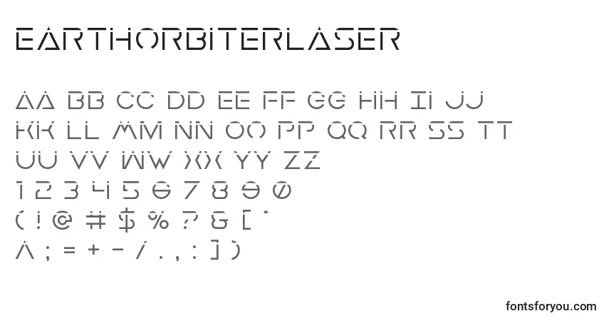 Czcionka Earthorbiterlaser – alfabet, cyfry, specjalne znaki