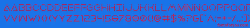 Earthorbiterlaser-Schriftart – Rote Schriften auf blauem Hintergrund
