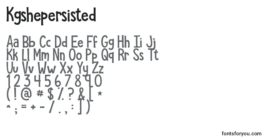 Schriftart Kgshepersisted – Alphabet, Zahlen, spezielle Symbole